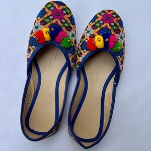adidas Punjabi Jutti Mojari Embroidered Jingle Bellies Flat Shoes Size 7/7.5